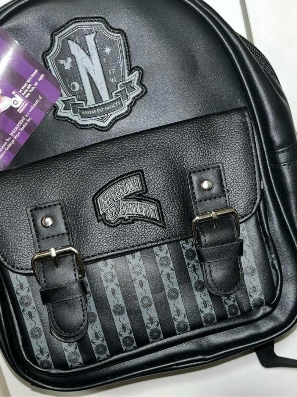 Nevermore Academy Black Mini Faux-Leather Backpack